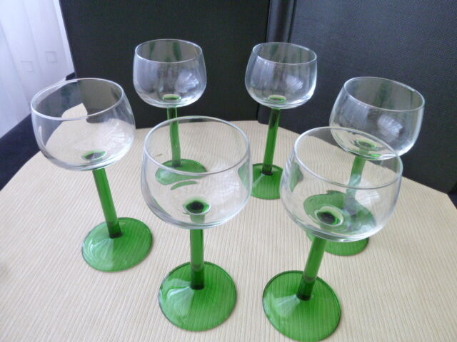 Set de 6 verres à vin d'Alsace en verre uni