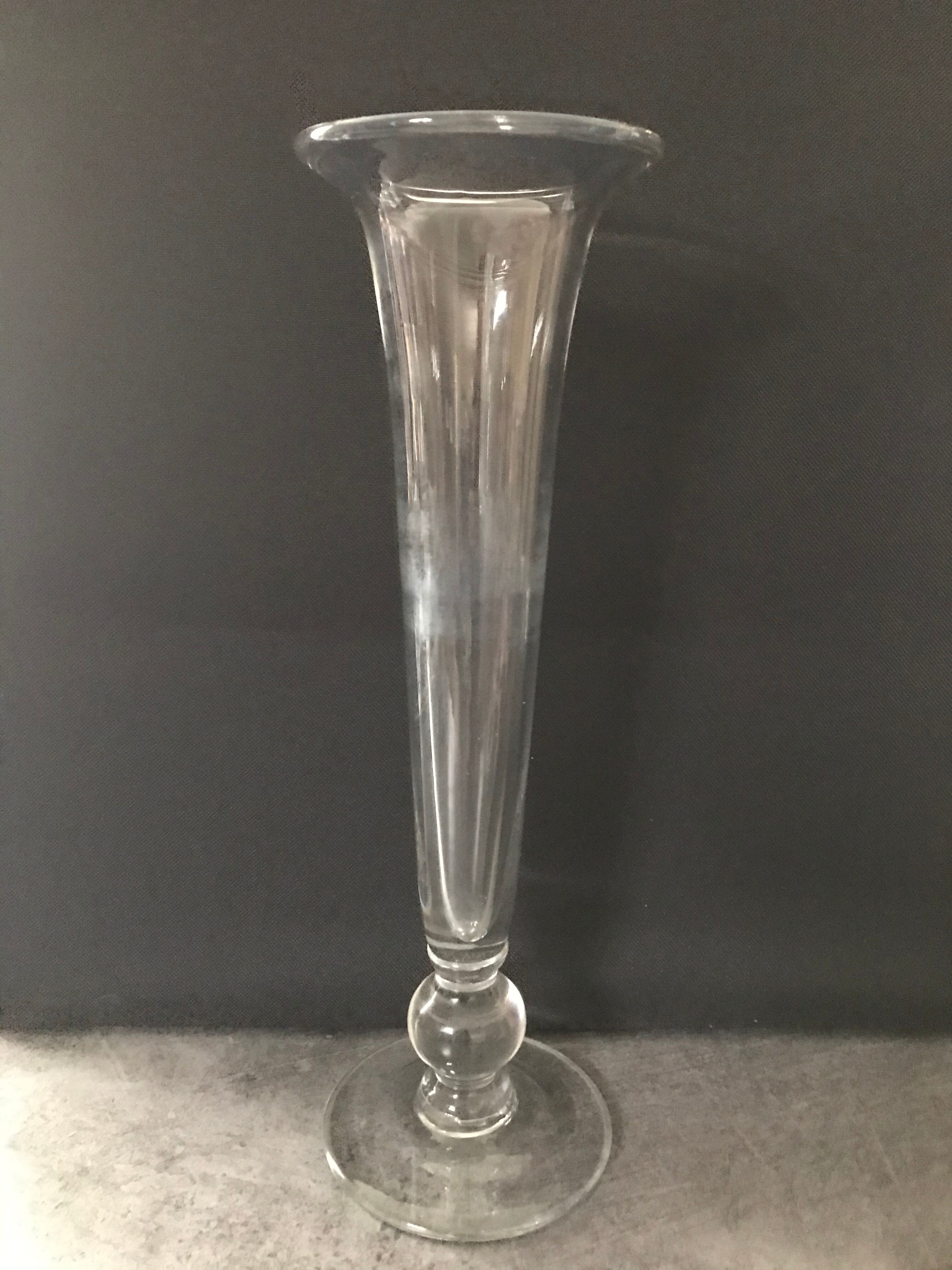 Vintage elongated glass vase 36 cm