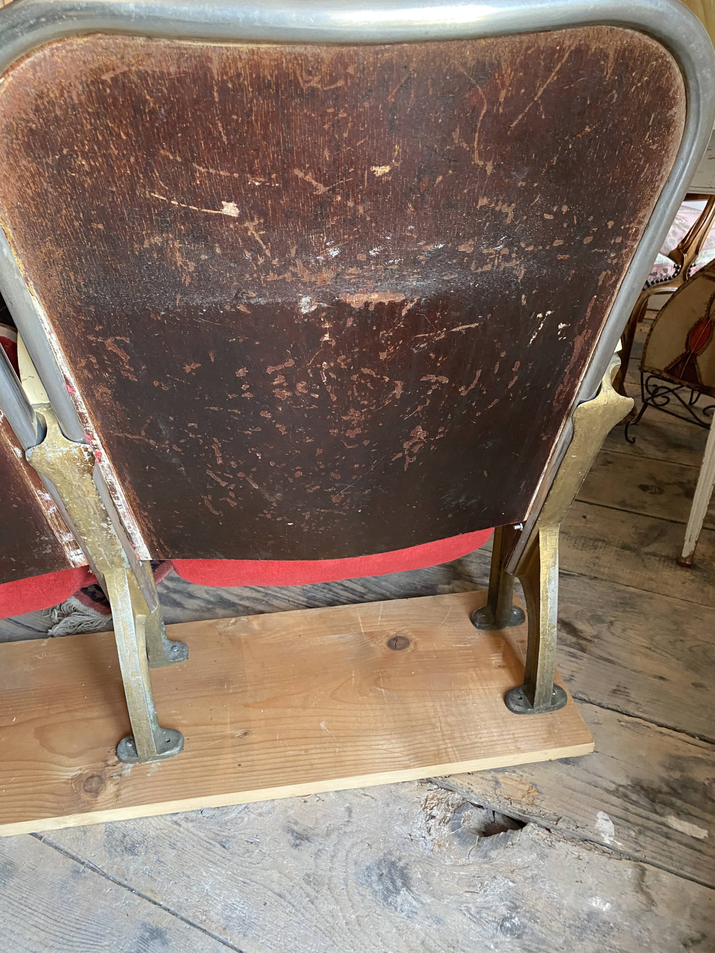 Burgundy velvet folding seat