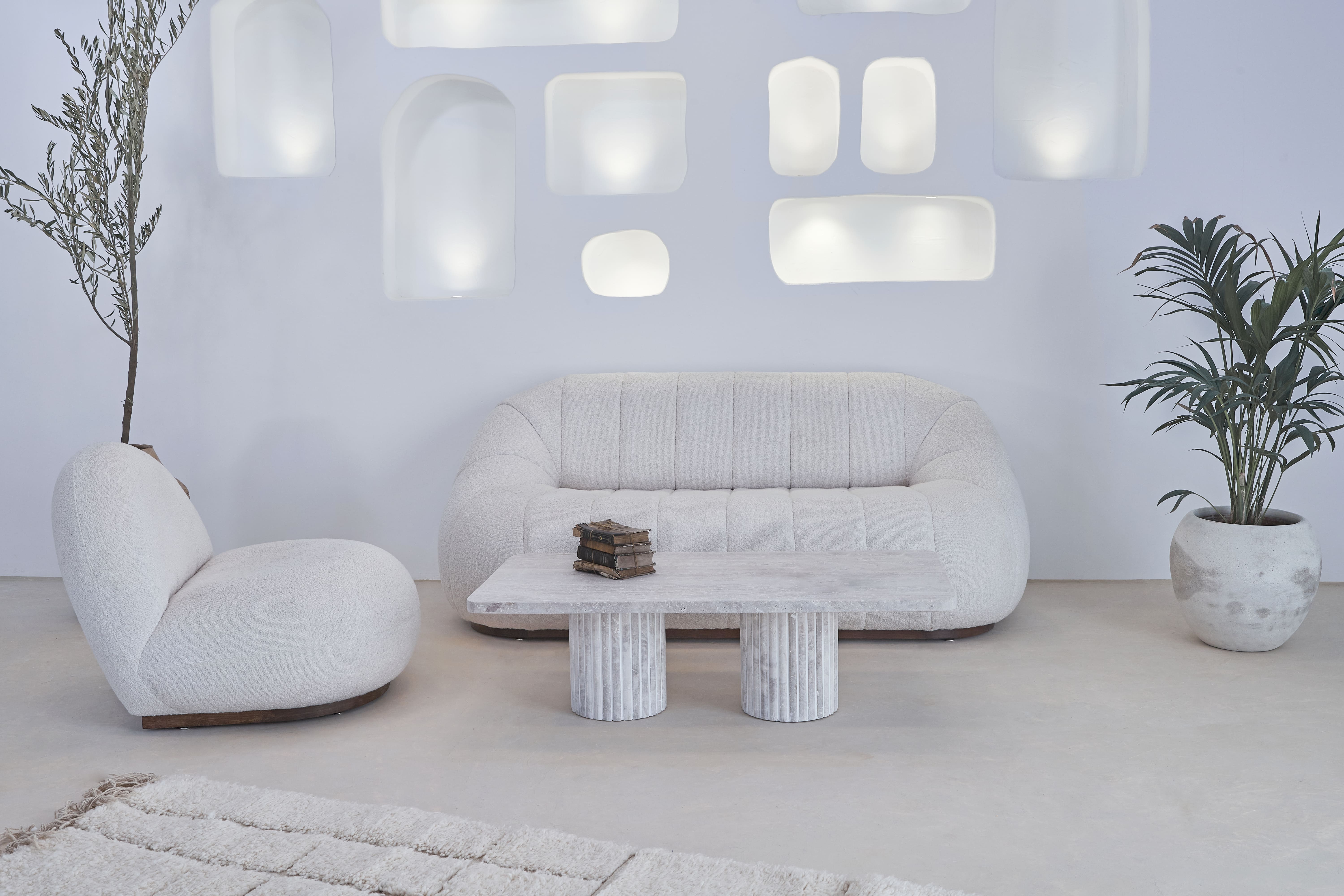 Olympia rectangular natural travertine coffee table - 120x60