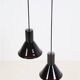 Set of 2 Holmegaard / Michael Bang 'Mini P&T' pendant lamps / handmade glass / red / black / 1970s