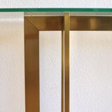 Modernist brass and glass console table & mirror. 1970s