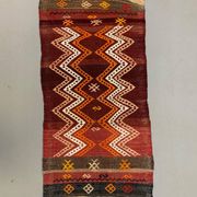 Vintage Turkish Mini Kilim 93x43 cm Wool Small Kelim Runner, shabby Chic