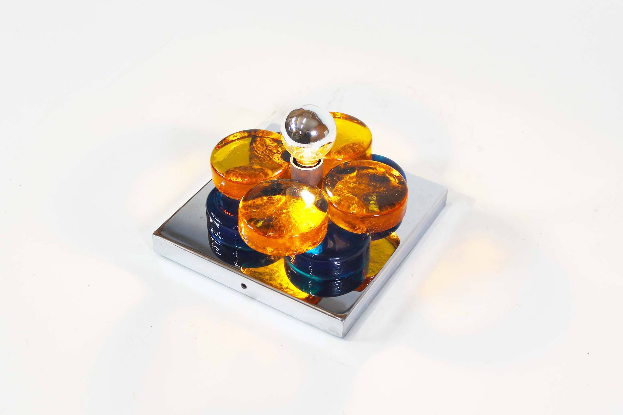 Brutalist glass wall sconce by Albano Poli for Poliarte, Italy 1970's