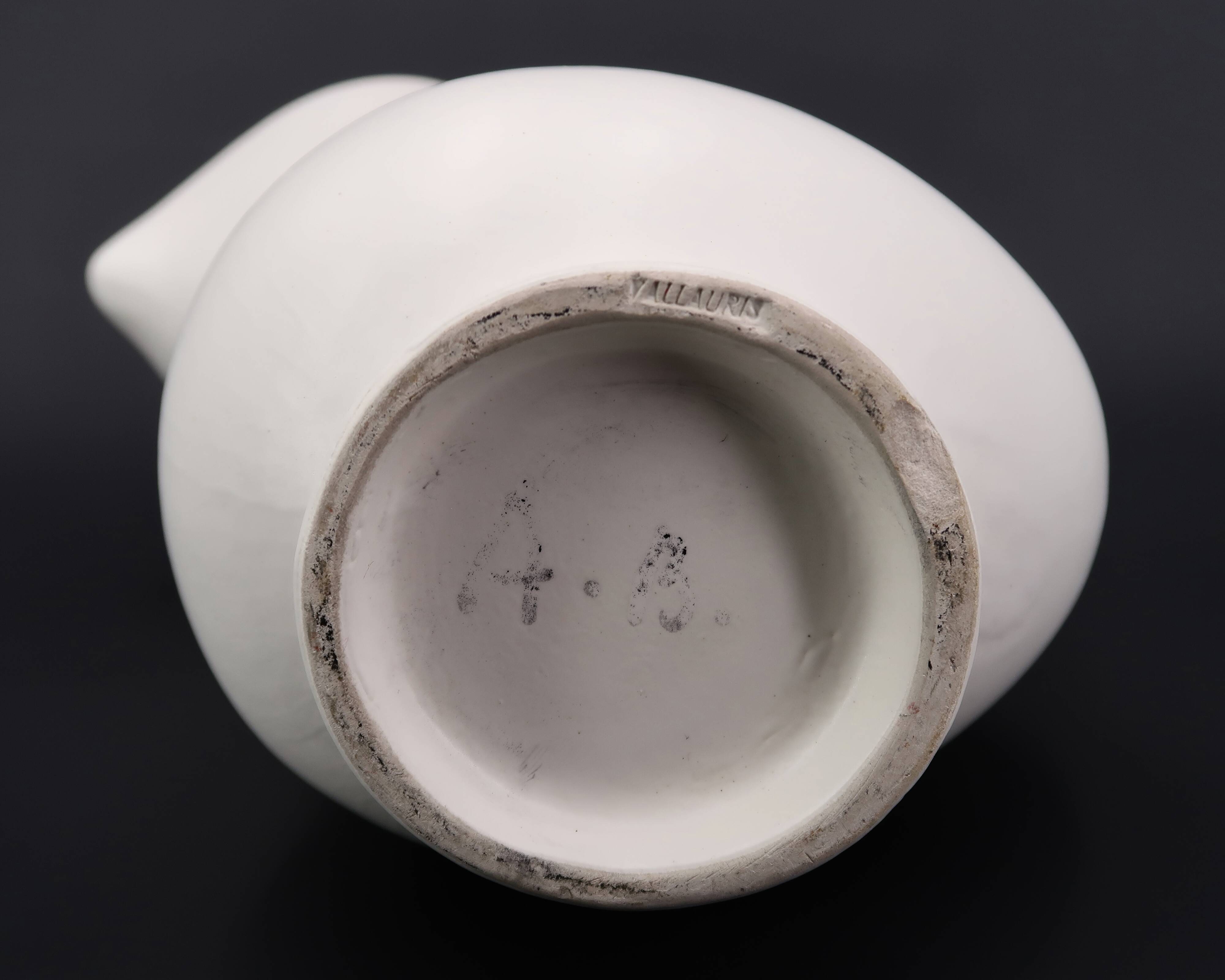 White ceramic pitcher by André Baud, Vallauris 1960s