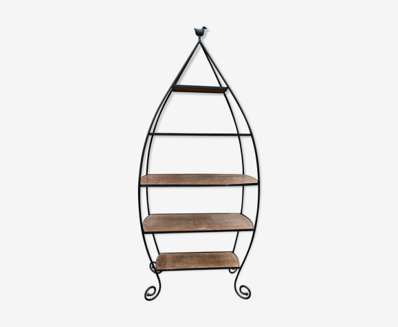 Etagère fer forgé et bois