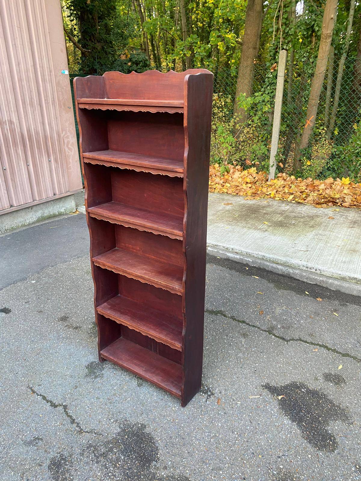Shallow Scandinavian wooden shelf from the 1960s