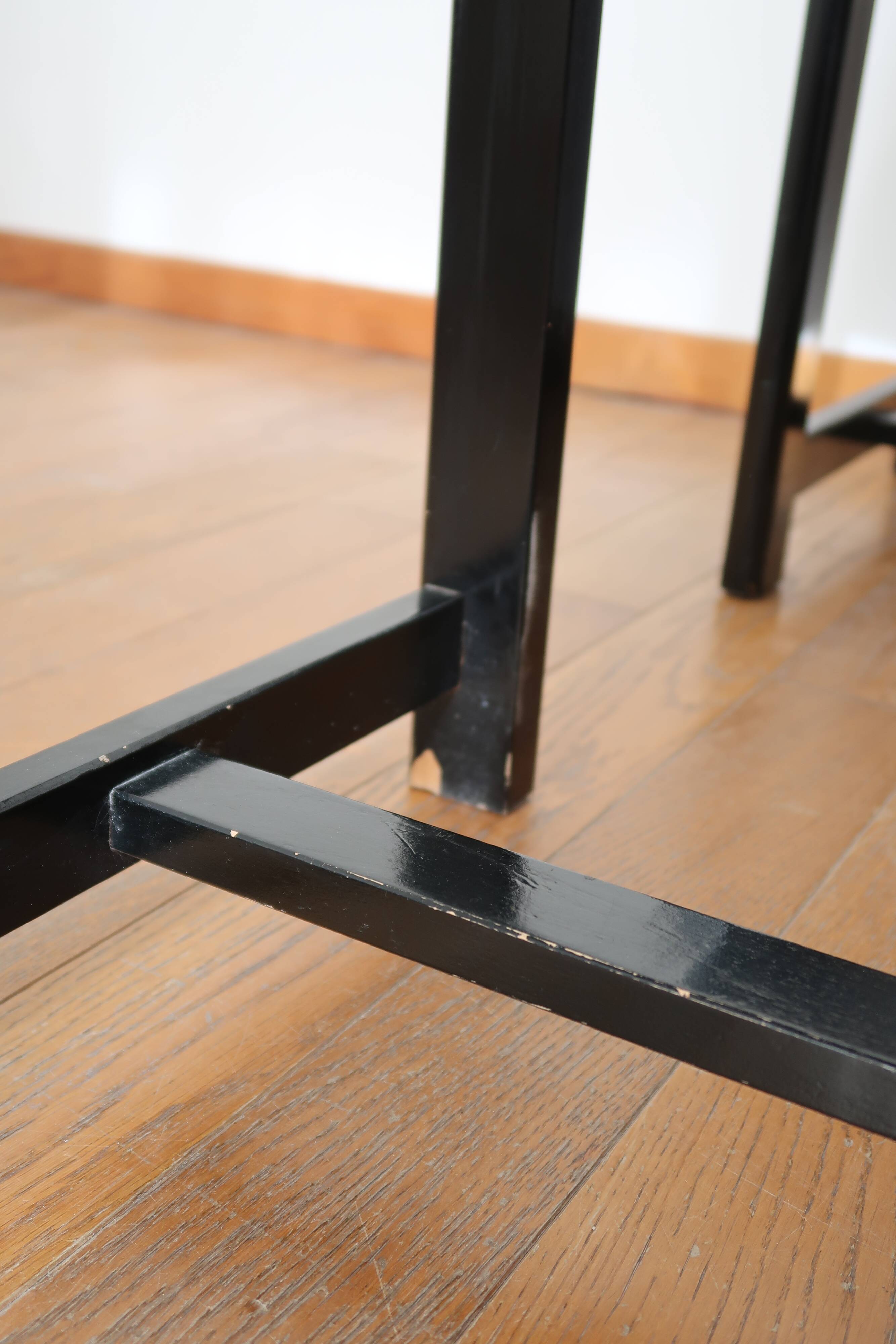 6 black lacquered and terry chairs