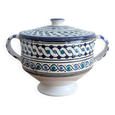 Vintage ceramic soup tureen from Tunisia – 1970s – Blue and t