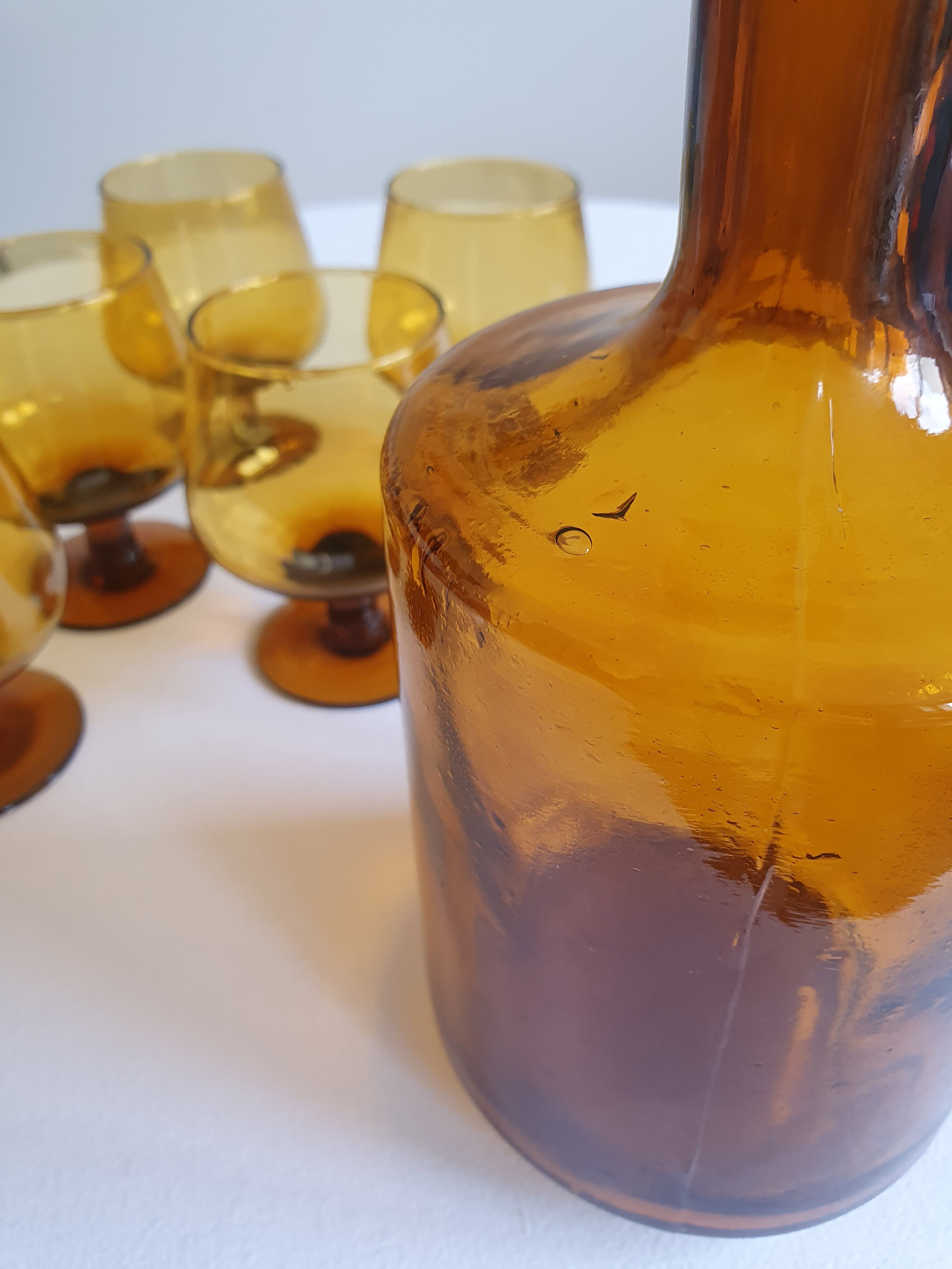 Amber glass service from the 1970s.