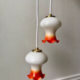 Pair of orange opaline tulips gradient white thread 70s