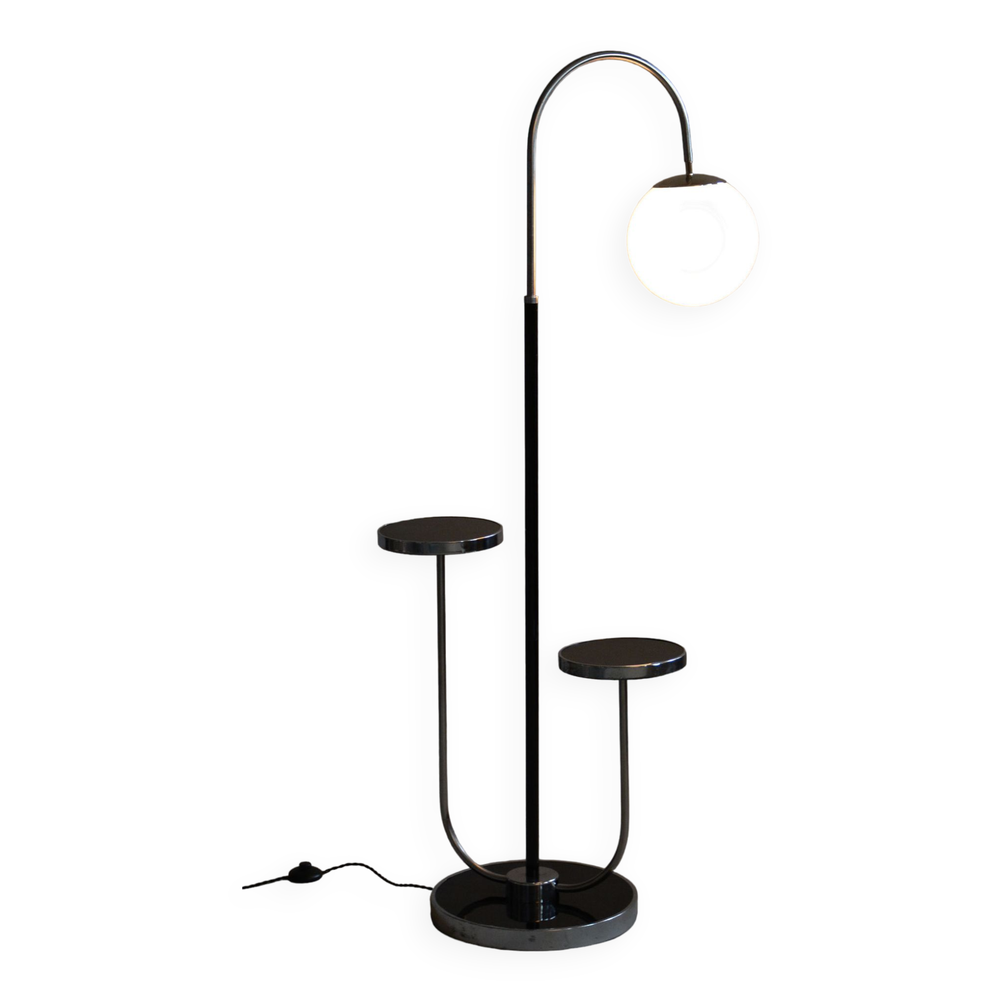 Restored Bauhaus Floor Lamp, J. Halabala, UP Zavody, Chrome, Czechia, 1930s