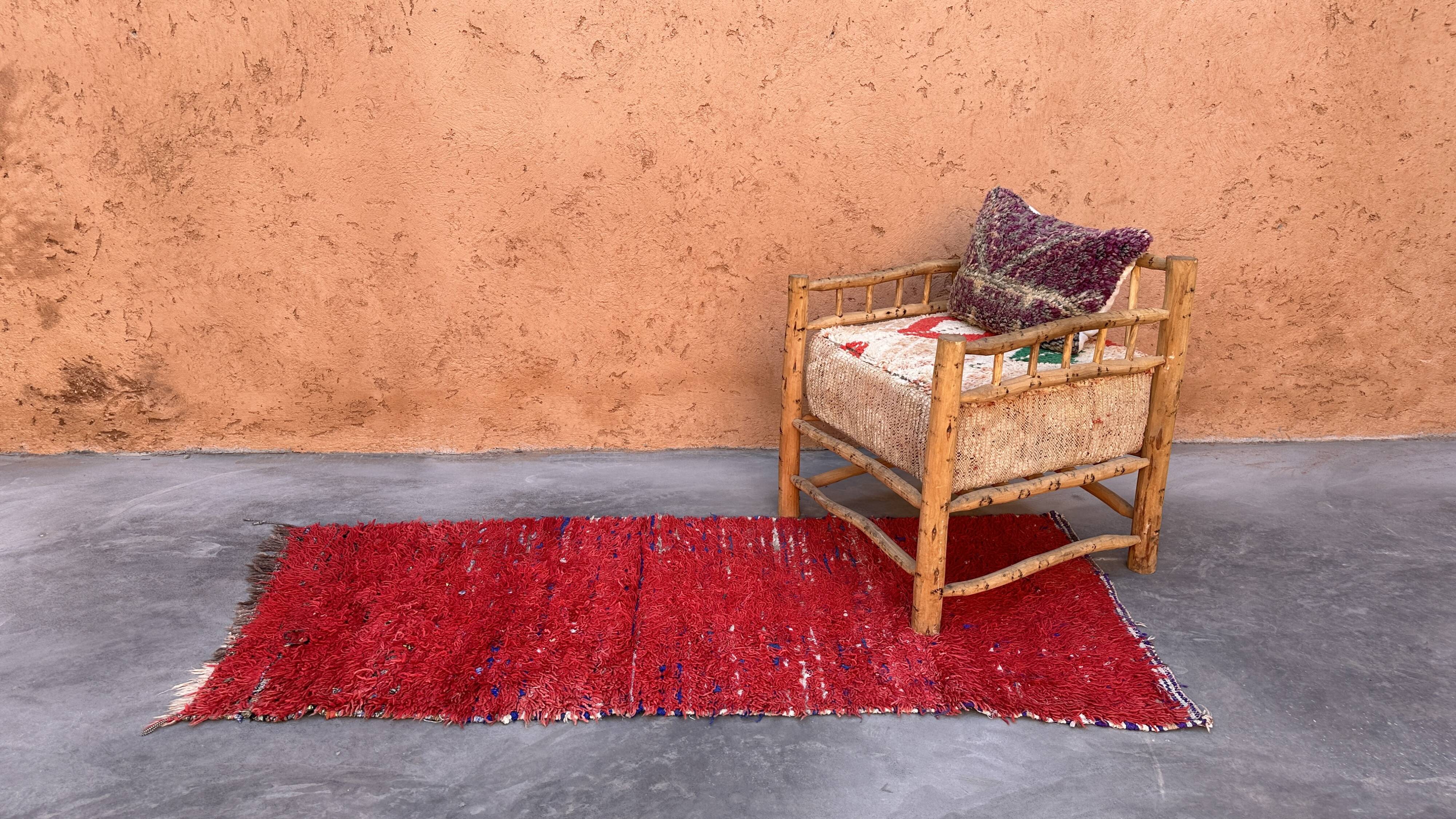 Red Boujad Moroccan rug - 207 x 88 cm