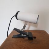Vintage white lacquered metal spotlight on plastic clamp for Maureva, 1970