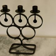Candélabre vintage en métal avec revêtement noir