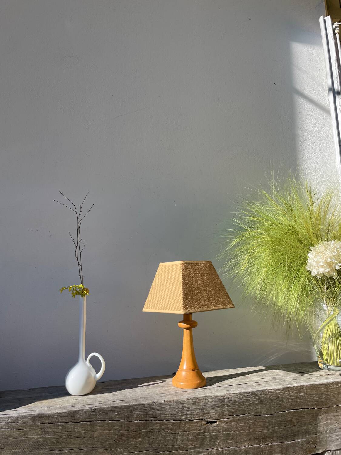 Light turned wood lamp o