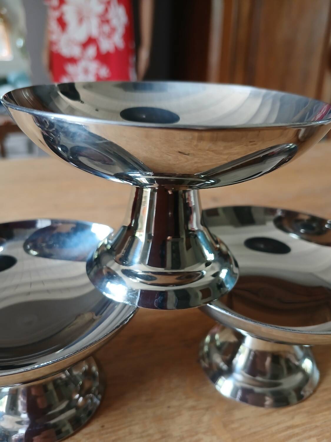 5 antique stainless steel ice cream cups