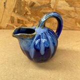 Antique alphonse mouton melon pitcher flamed ceramic blue vintage
