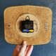 Vintage formica clock silent wall pendulum "FFR Morbier red green"