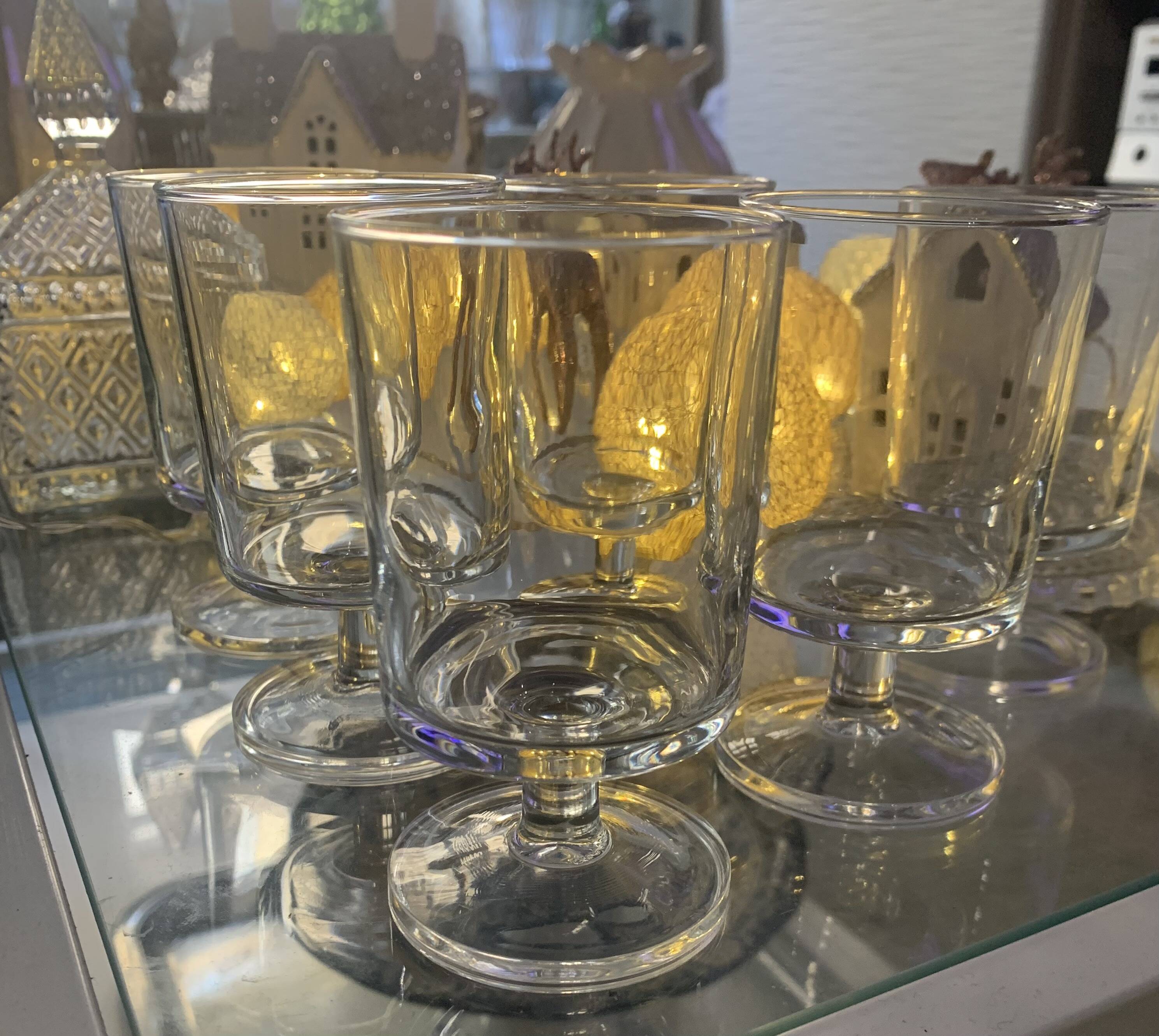 lot of vintage stemmed glasses from the 60s/70s