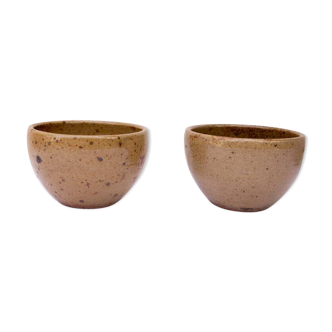 2 large feu la Berne stoneware bowls signed