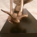 Abstract Bronze Sculpture Mid 20th Century Modernist/WOMAN WITH DOVE
