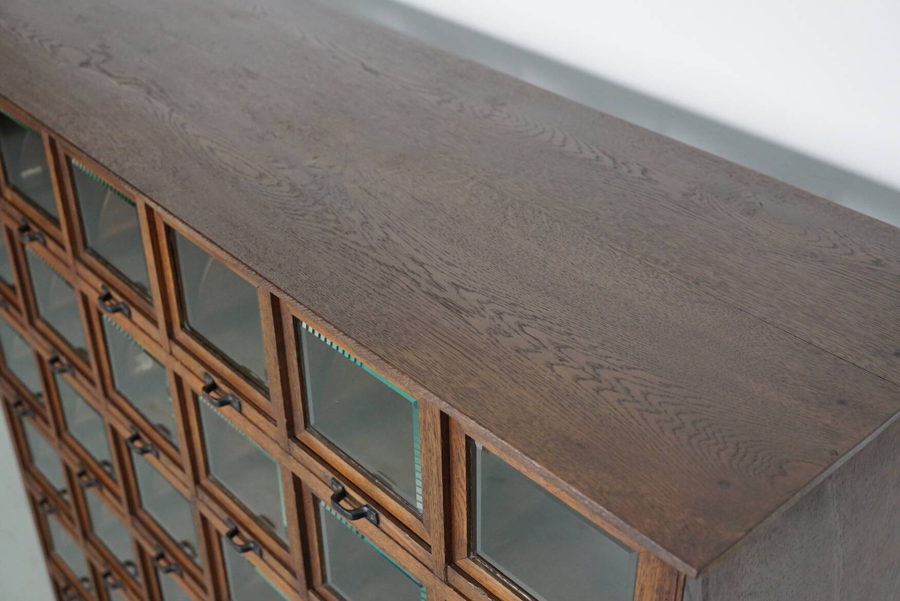 Antique German Oak Haberdashery Shop Cabinet, 1920/30s