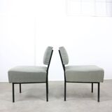 Mid-century Bauhaus Style Easy Chairs in Grey Fabric