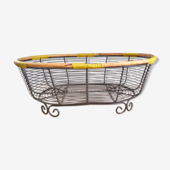 Vintage iron and rattan basket