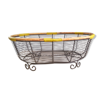 Vintage iron and rattan basket