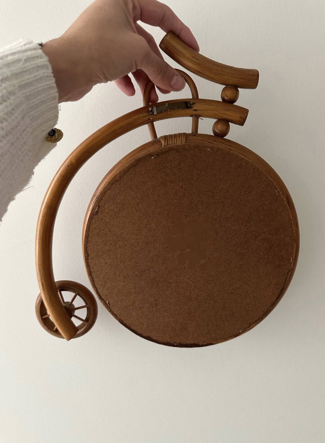 Bamboo and rattan bicycle mirror, France, 1960s