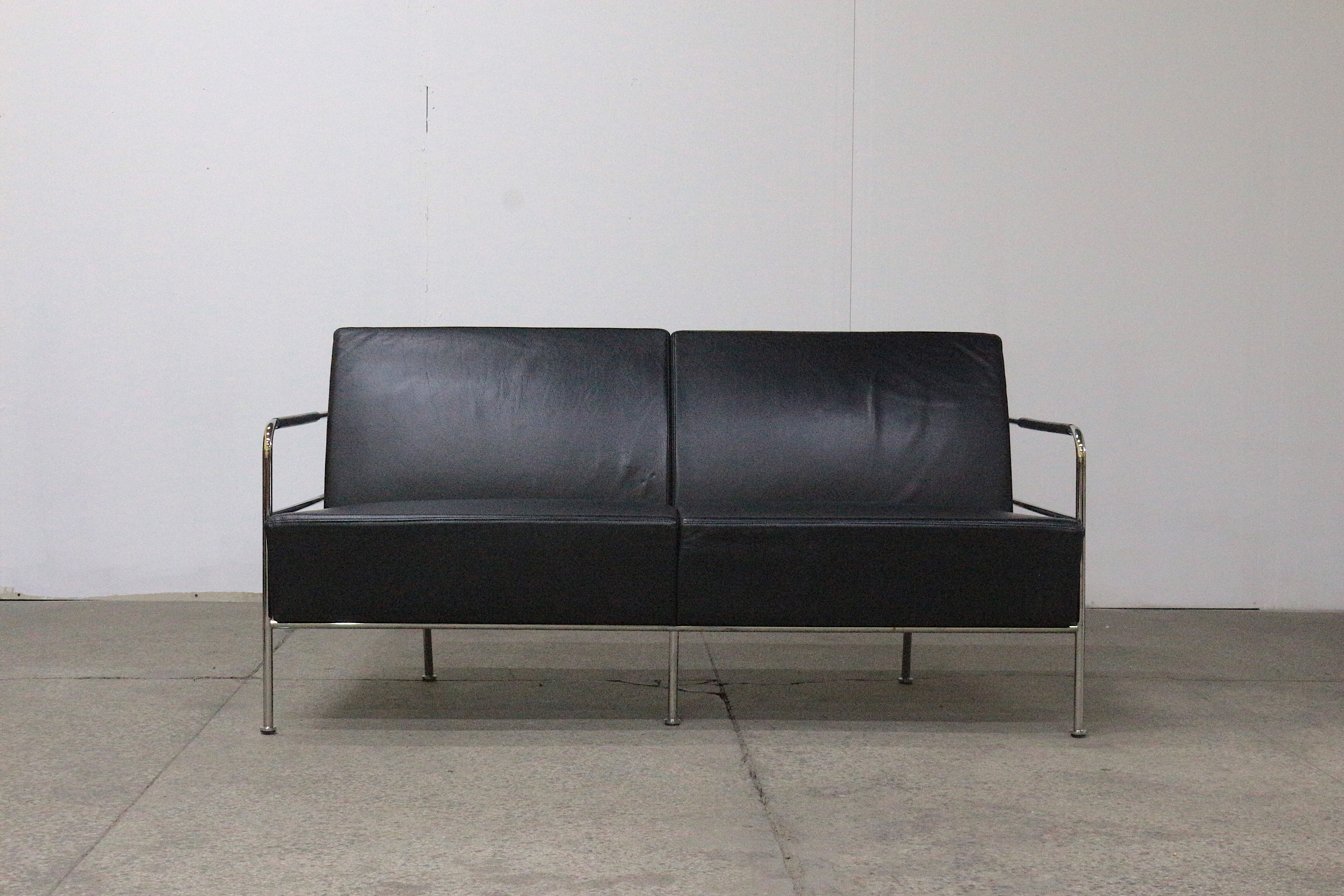 Leather & chrome sofa by Gunilla Allard, Sweden 1994