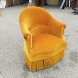 Vintage toad armchair- Golden yellow velvet.