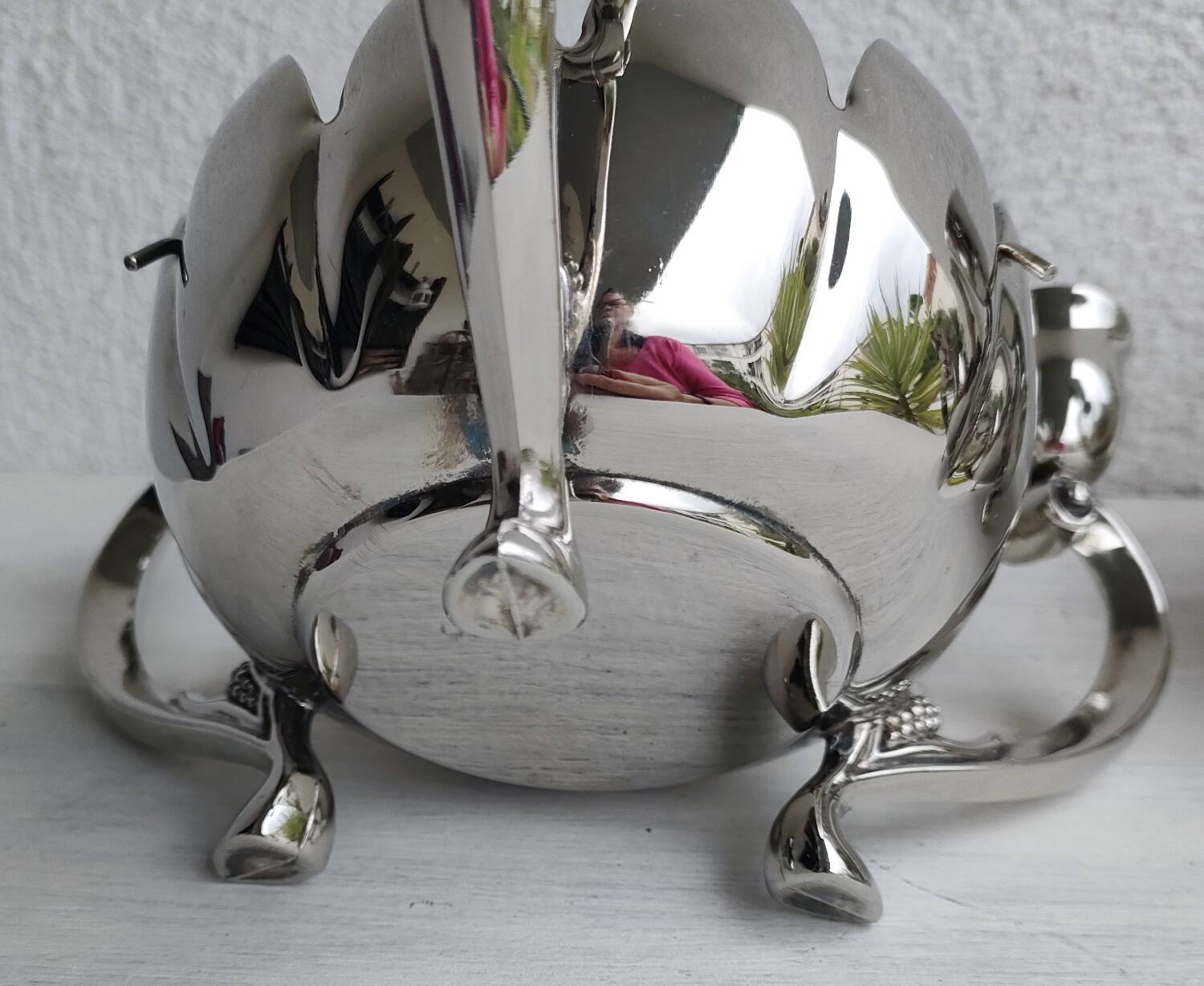 Pair of silver-plated lotus candle holders