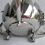 Pair of silver-plated lotus candle holders