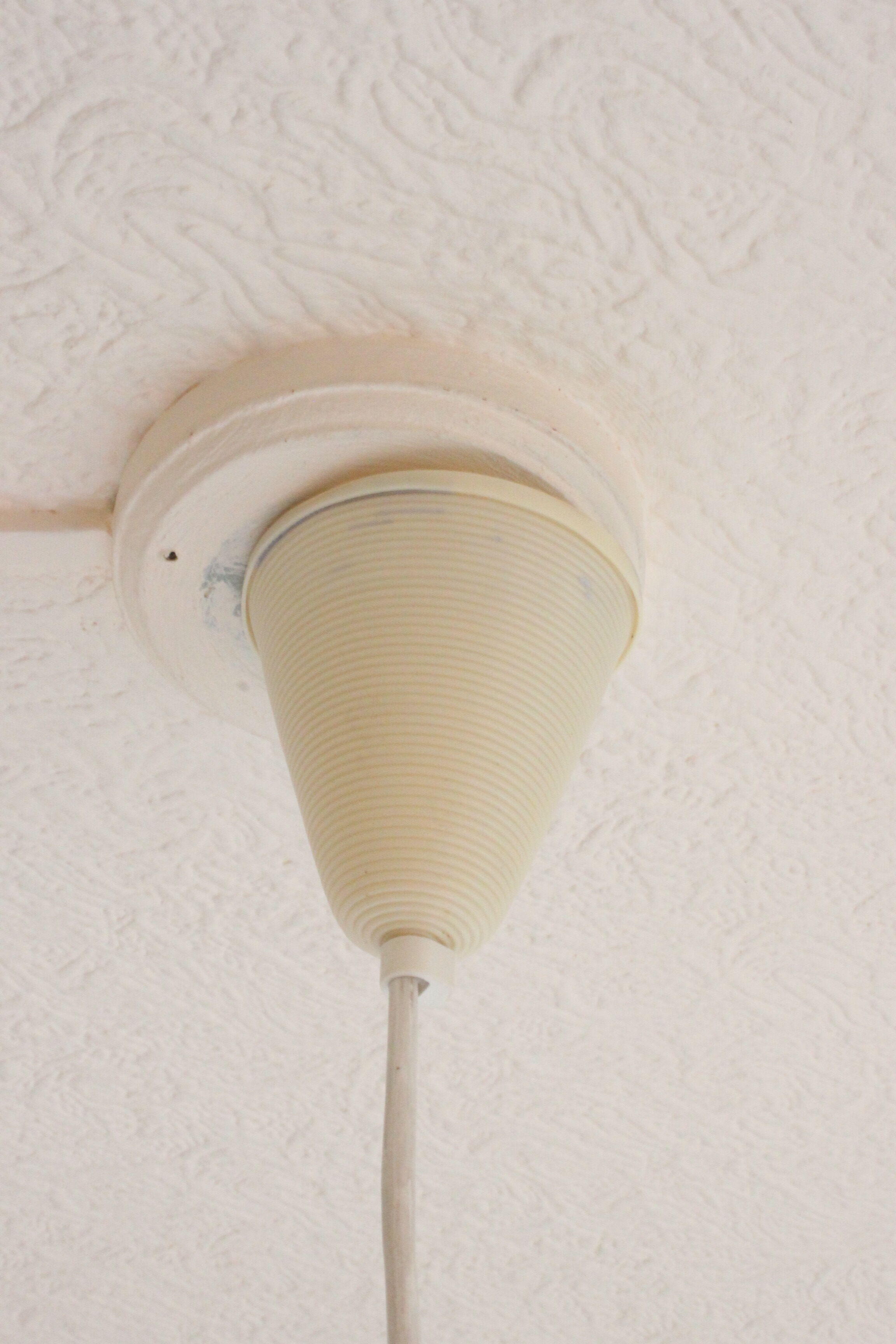 Early plastics cellulose pendant lamp by Atelier de recherche plastique and Rotaflex 1950s.