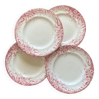 Lot de 4 assiettes plates en terre de fer de Longwy