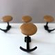 Vintage Set of 4 Wooden & Metal Coat Hooks | Wall-Mounted Hooks