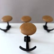 Vintage Set of 4 Wooden & Metal Coat Hooks | Wall-Mounted Hooks
