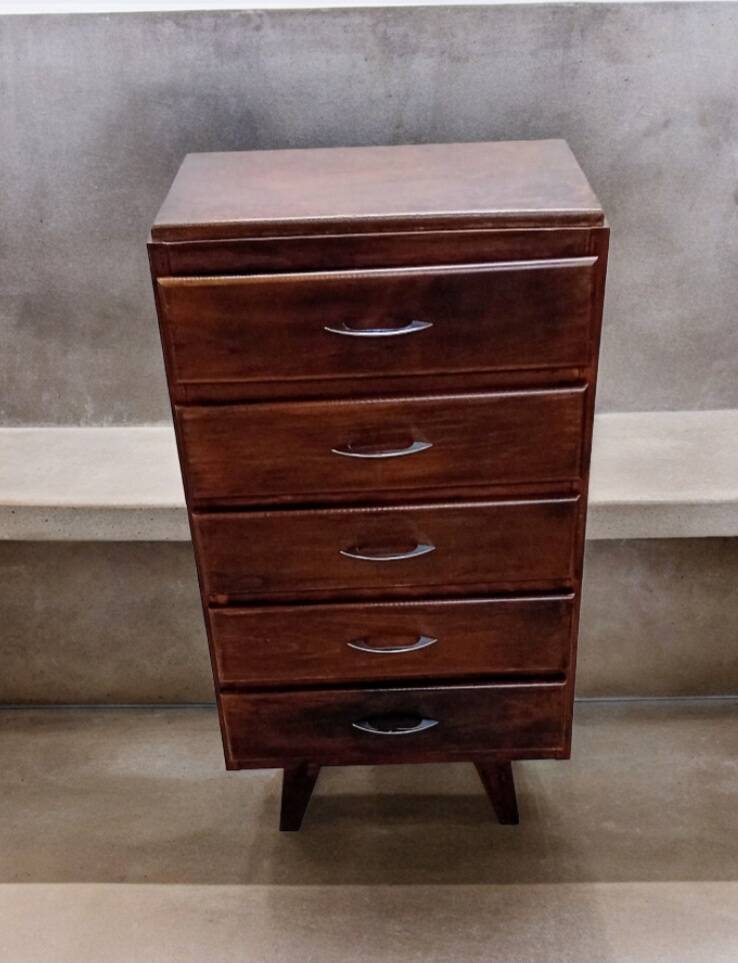 Scandinavian bedside chest of drawers mid-century vintage compass feet