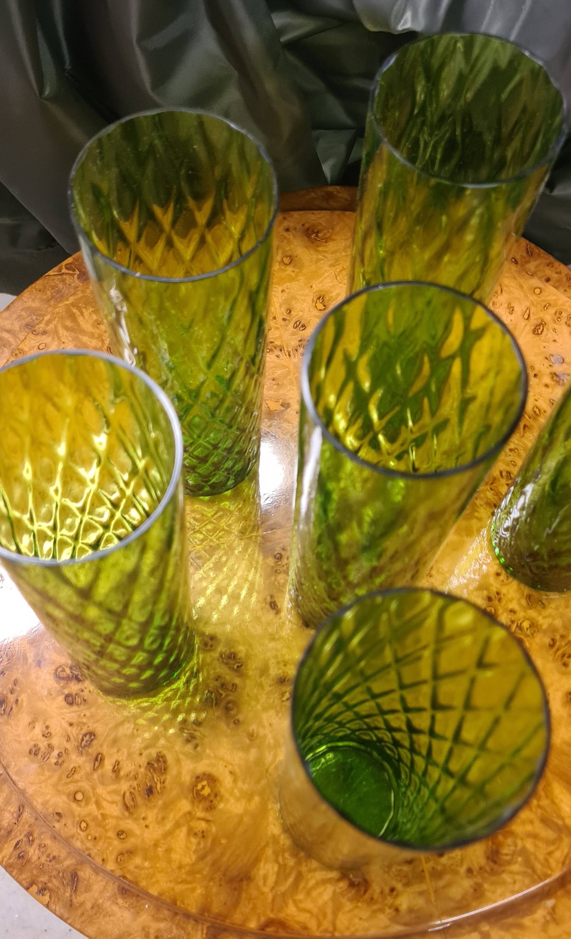 Emerald crystal glass 1970 faceted, very good condition 19x6