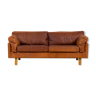 Danish two and the half seater vintage cognac leather sofa 1970