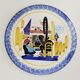 Cheese platter or cakes in Pornic faience hand-painted and signed