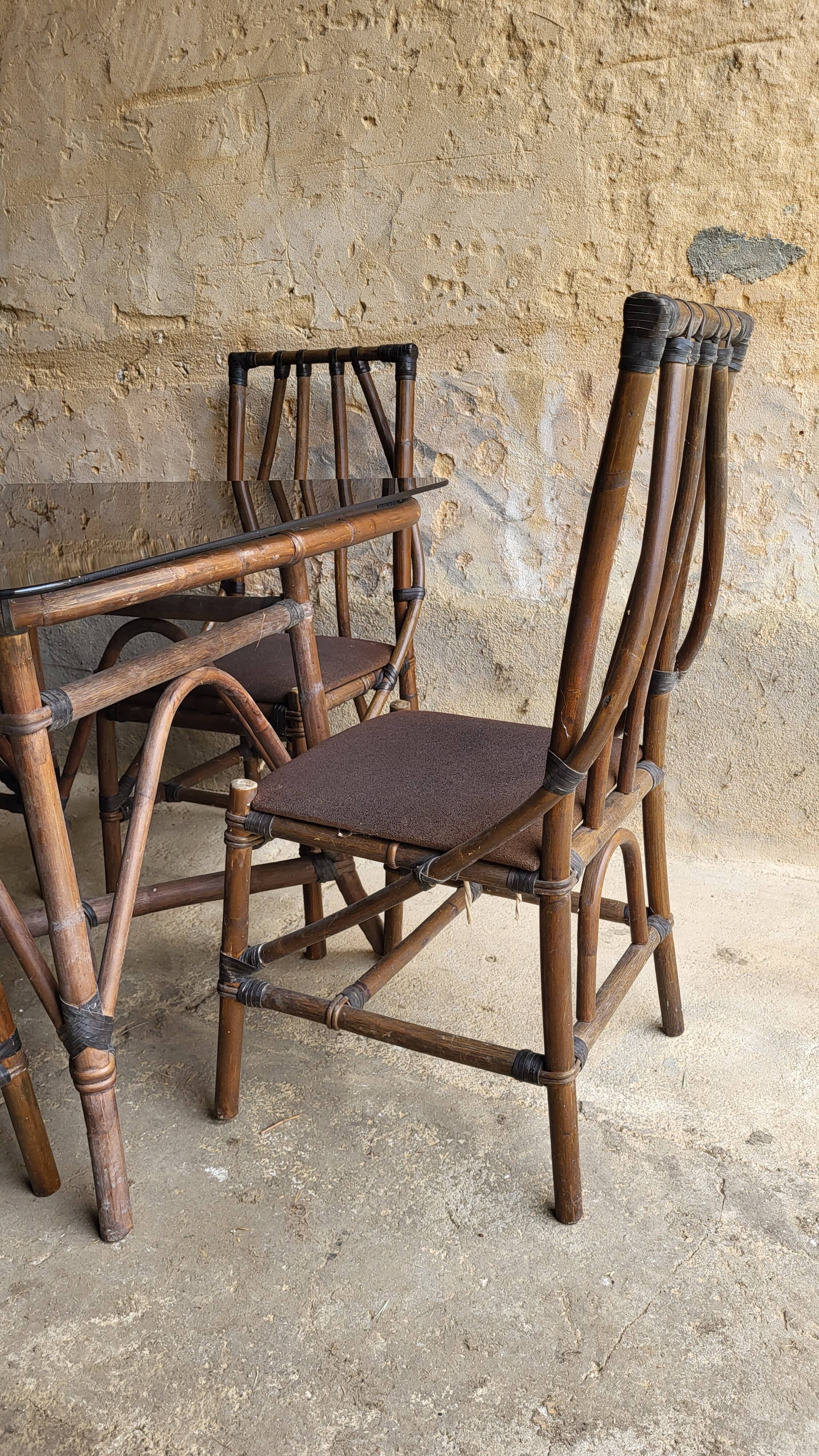 Set table & chairs bamboo vintage year 70