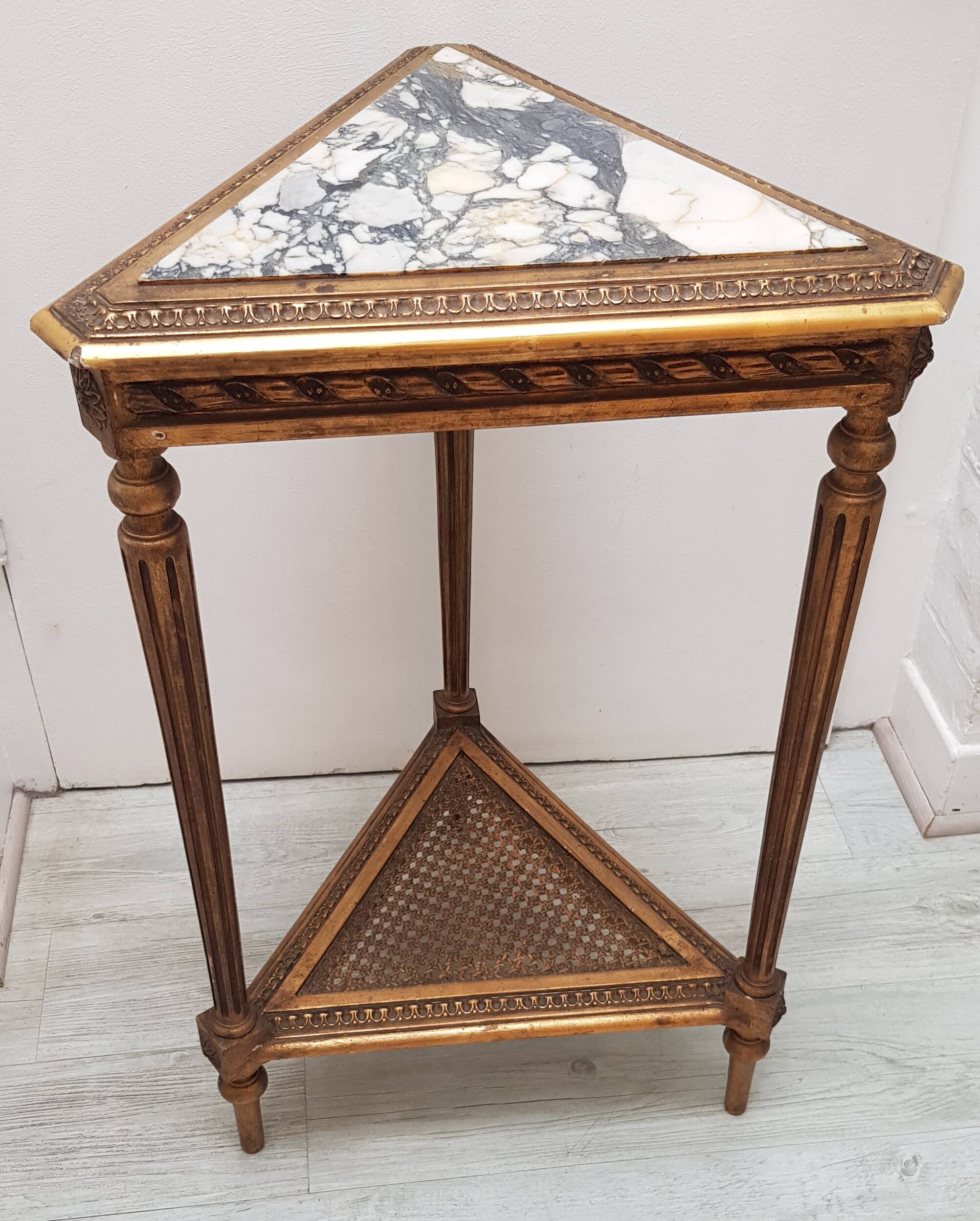 Napoleon 3 seater, gilded wood, marble cane