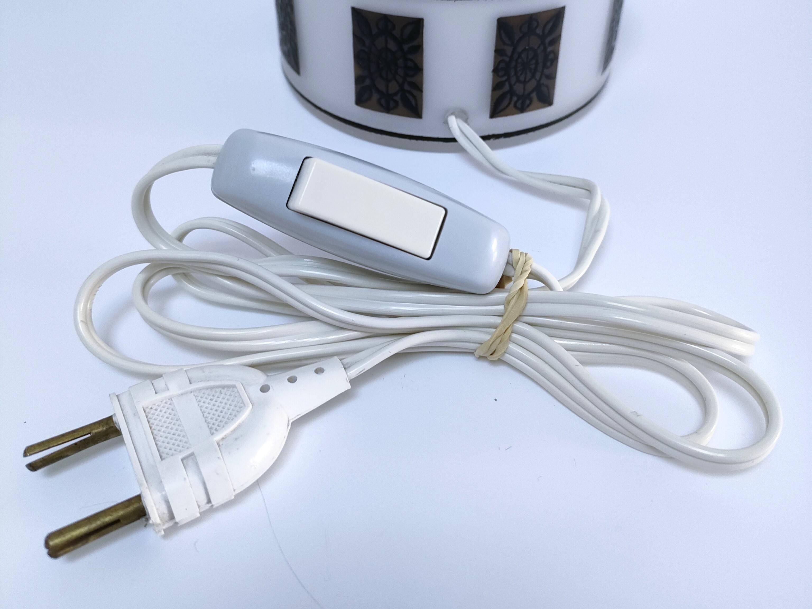 Opaline lamp base frieze stylized flowers 70s