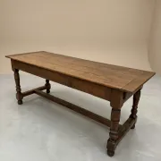 Rustic Burgundy farmhouse table from the 18th century in solid oak.