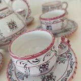 Artisanal terracotta tea or coffee set in Mediterranean style