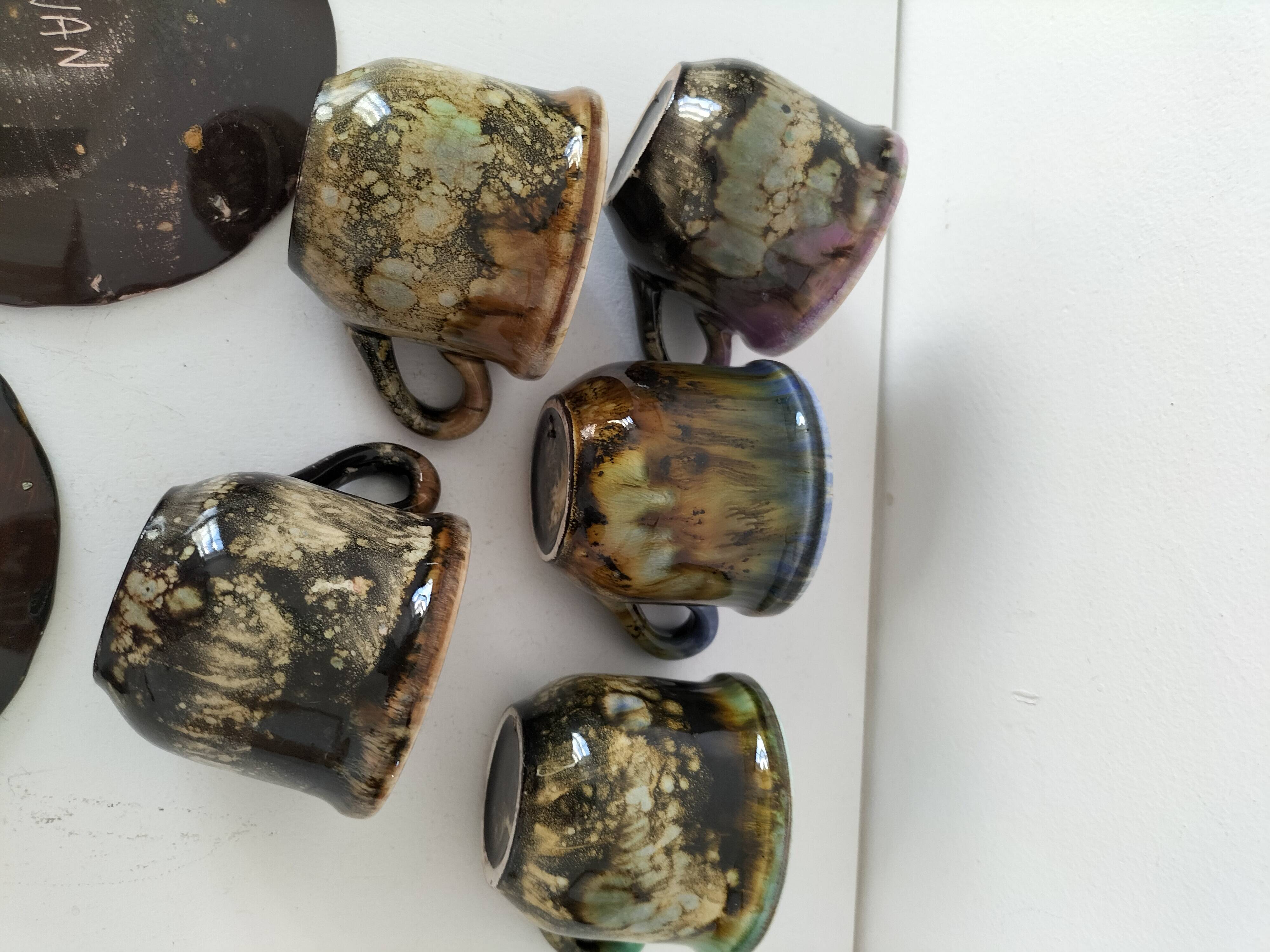 Gaston Gaubier ceramic cups and saucers