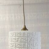 Opaline pendant light with geometric pattern - 50s/60s